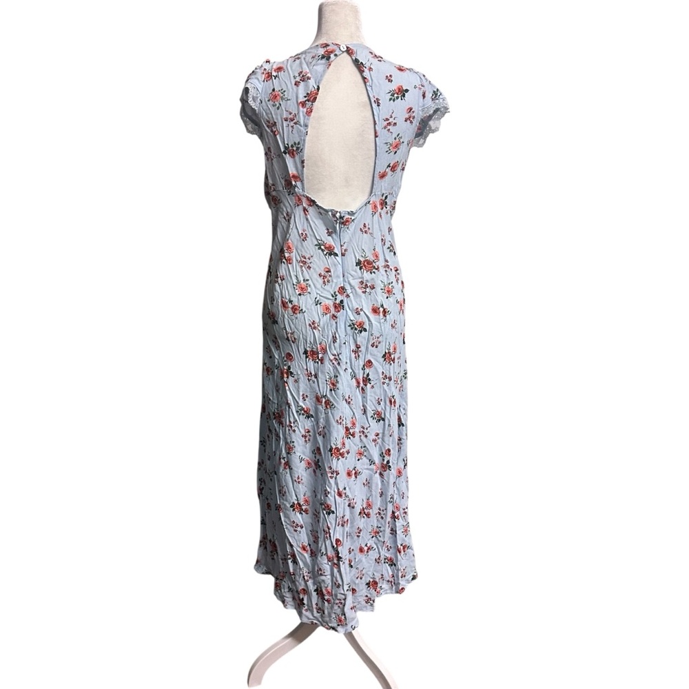 Wild Fable Blue Floral Midi Coquette Demure Dress Size M - Picture 5 of 7